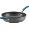 imageRachael Ray Create Delicious Deep Hard Anodized Nonstick Frying Pan  Fry Pan  Hard Anodized Skillet  1025 Inch GrayTeal Handle