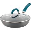 imageRachael Ray Create Delicious Deep Hard Anodized Nonstick Frying Pan  Fry Pan  Hard Anodized Skillet  1025 Inch GrayTeal Handle
