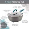 imageRachael Ray Create Delicious Hard Anodized Nonstick SauteAll Purpose Pan with Lid 3 Quart  Gray With Teal Handles