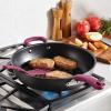 imageRachael Ray Twin Pack Hard Anodized Aluminum Skillet Set 95 ampamp 1175Inch Light BlueGray with Burgundy Handle