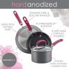 imageRachael Ray Twin Pack Hard Anodized Aluminum Skillet Set 95 ampamp 1175Inch Light BlueGray with Burgundy Handles