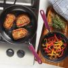 imageRachael Ray Twin Pack Hard Anodized Aluminum Skillet Set 95 ampamp 1175Inch Light BlueGray with Burgundy Handles