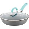imageRachael Ray Create Delicious Deep Hard Anodized Nonstick Frying Pan  Fry Pan  Hard Anodized Skillet  1025 Inch GrayLight Blue Handle