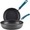 imageRachael Ray Create Delicious Deep Hard Anodized Nonstick Frying Pan  Fry Pan  Hard Anodized Skillet  1025 Inch GrayTeal Handle