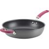 imageRachael Ray Twin Pack Hard Anodized Aluminum Skillet Set 95 ampamp 1175Inch Light BlueGray with Burgundy Handle