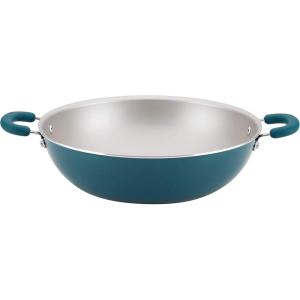 imageRachael Ray Create Delicious Nonstick WokStir Fry PanWok Pan  1425 Inch Teal Blue ShimmerTeal Shimmer Blue
