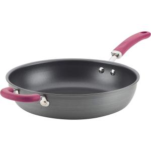 imageRachael Ray Twin Pack Hard Anodized Aluminum Skillet Set 95 ampamp 1175Inch Light BlueGray with Burgundy Handle