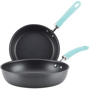 imageRachael Ray Twin Pack Hard Anodized Aluminum Skillet Set 95 ampamp 1175Inch Light BlueLight Blue