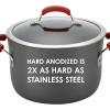 imageRachael Ray  87661 Rachael Ray Brights Hard Anodized Nonstick Cookware Pots and Pans Set 12 Piece Gray with Red HandlesGray with Red Handles