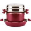 imageRachael Ray 8Piece Aluminum Cookware Set Teal ShimmerRed Shimmer