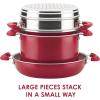 imageRachael Ray 8Piece Aluminum Cookware Set Teal ShimmerRed Shimmer