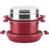 imageRachael Ray 8Piece Aluminum Cookware Set Teal ShimmerRed Shimmer