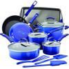 imageRachael Ray Brights Nonstick Cookware Pots and Pans Set 14 Piece Sea Salt GrayBlue Gradient
