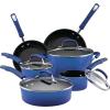 imageRachael Ray Brights Nonstick Cookware Pots and Pans Set 14 Piece Sea Salt GrayBlue Gradient
