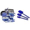 imageRachael Ray Brights Nonstick Cookware Pots and Pans Set 14 Piece Sea Salt GrayBlue Gradient