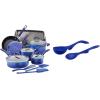 imageRachael Ray Brights Nonstick Cookware Pots and Pans Set 14 Piece Sea Salt GrayBlue Gradient
