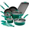 imageRachael Ray Brights Nonstick Cookware Pots and Pans Set 14 Piece Sea Salt GrayFennel Gradient