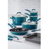 imageRachael Ray Brights Nonstick Cookware Pots and Pans Set 14 Piece Sea Salt GrayMarine Blue