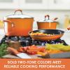 imageRachael Ray Brights Nonstick Cookware Pots and Pans Set 14 Piece Sea Salt GrayOrange Gradient