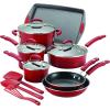 imageRachael Ray Brights Nonstick Cookware Pots and Pans Set 14 Piece Sea Salt GrayRed Gradient