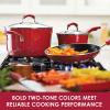 imageRachael Ray Brights Nonstick Cookware Pots and Pans Set 14 Piece Sea Salt GrayRed Gradient