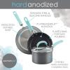 imageRachael Ray Create Delicious Hard Anodized Nonstick Cookware Pots and Pans Set 11 Piece Burgundy HandlesLight Blue Handles