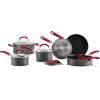 imageRachael Ray Create Delicious Hard Anodized Nonstick Cookware Pots and Pans Set 11 Piece Burgundy HandlesRed Handles