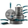 imageRachael Ray Create Delicious Hard Anodized Nonstick Cookware Pots and Pans Set 11 Piece Burgundy HandlesTeal Handles