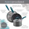imageRachael Ray Create Delicious Hard Anodized Nonstick Cookware Pots and Pans Set 11 Piece Burgundy HandlesTeal Handles