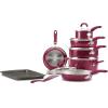 imageRachael Ray Create Delicious Nonstick Cookware Pots and Pans Set 13 Piece Teal ShimmerBurgundy Shimmer