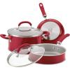 imageRachael Ray Create Delicious Nonstick Cookware Pots and Pans Set 13 Piece Teal ShimmerRed Shimmer