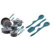 imageRachael Ray Cucina Hard Anodized Nonstick Cookware Pots and Pans Set 12 Piece Gray with Blue HandlesGray with Blue Handles