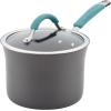 imageRachael Ray Cucina Hard Anodized Nonstick Cookware Pots and Pans Set 12 Piece Gray with Blue HandlesGray with Blue Handles
