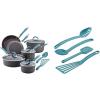 imageRachael Ray Cucina Hard Anodized Nonstick Cookware Pots and Pans Set 12 Piece Gray with Blue HandlesGray with Blue Handles