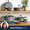 imageRachael Ray Cucina Hard Anodized Nonstick Cookware Pots and Pans Set 12 Piece Gray with Blue HandlesGray with Blue Handles