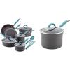 imageRachael Ray Cucina Hard Anodized Nonstick Cookware Pots and Pans Set 12 Piece Gray with Blue HandlesGray with Blue Handles