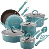 imageRachael Ray Cucina Hard Anodized Nonstick Cookware Pots and Pans Set 12 Piece Gray with Blue HandlesGray with Blue Handles