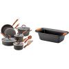 imageRachael Ray Cucina Hard Anodized Nonstick Cookware Pots and Pans Set 12 Piece Gray with Blue HandlesGray with Orange Handles