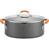imageRachael Ray Cucina Hard Anodized Nonstick Cookware Pots and Pans Set 12 Piece Gray with Blue HandlesGray with Orange Handles