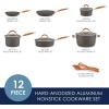 imageRachael Ray Cucina Hard Anodized Nonstick Cookware Pots and Pans Set 12 Piece Gray with Blue HandlesGray with Orange Handles