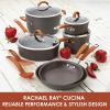 imageRachael Ray Cucina Hard Anodized Nonstick Cookware Pots and Pans Set 12 Piece Gray with Blue HandlesGray with Orange Handles
