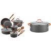 imageRachael Ray Cucina Hard Anodized Nonstick Cookware Pots and Pans Set 12 Piece Gray with Blue HandlesGray with Orange Handles