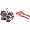 imageRachael Ray Cucina Hard Anodized Nonstick Cookware Pots and Pans Set 12 Piece Gray with Blue HandlesGray with Red Handles