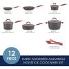 imageRachael Ray Cucina Hard Anodized Nonstick Cookware Pots and Pans Set 12 Piece Gray with Blue HandlesGray with Red Handles