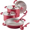imageRachael Ray 8Piece Aluminum Cookware Set Teal ShimmerRed Shimmer