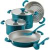 imageRachael Ray 8Piece Aluminum Cookware Set Teal ShimmerTeal Shimmer
