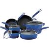 imageRachael Ray Brights Nonstick Cookware Pots and Pans Set 14 Piece Sea Salt GrayBlue Gradient