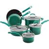 imageRachael Ray Brights Nonstick Cookware Pots and Pans Set 14 Piece Sea Salt GrayFennel Gradient