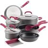 imageRachael Ray Create Delicious Hard Anodized Nonstick Cookware Pots and Pans Set 11 Piece Burgundy HandlesBurgundy Handles