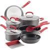 imageRachael Ray Create Delicious Hard Anodized Nonstick Cookware Pots and Pans Set 11 Piece Burgundy HandlesRed Handles